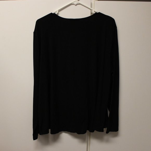 Mr. Max Fashions Black Long Sleeve Top With Knotted Front 3X - Picture 5 of 5